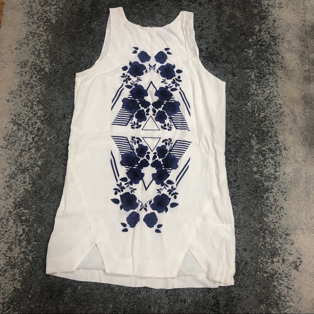 Stylestalker white dress with purple floral print